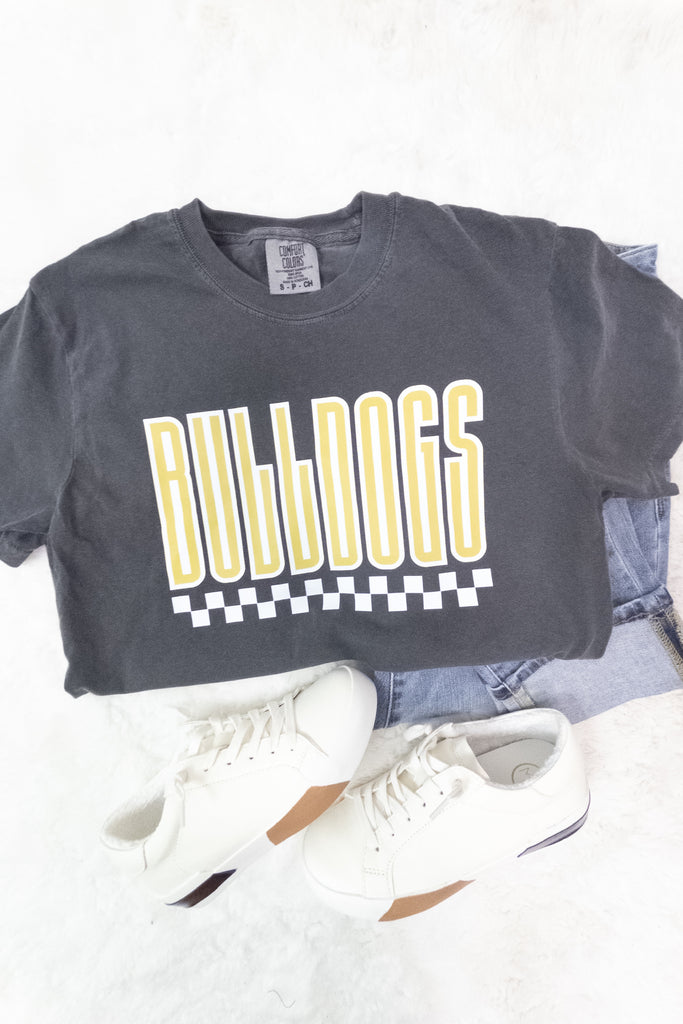Bulldogs Checkered Tee - Charcoal