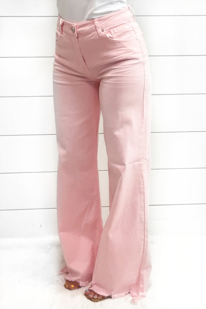 Risen Jeans - Lanie Wide Leg Jeans - Pink