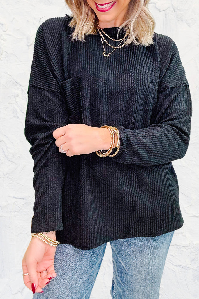 Simple Perfection Corded Top - Black