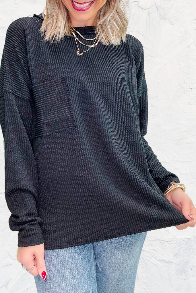 Simple Perfection Corded Top - Black