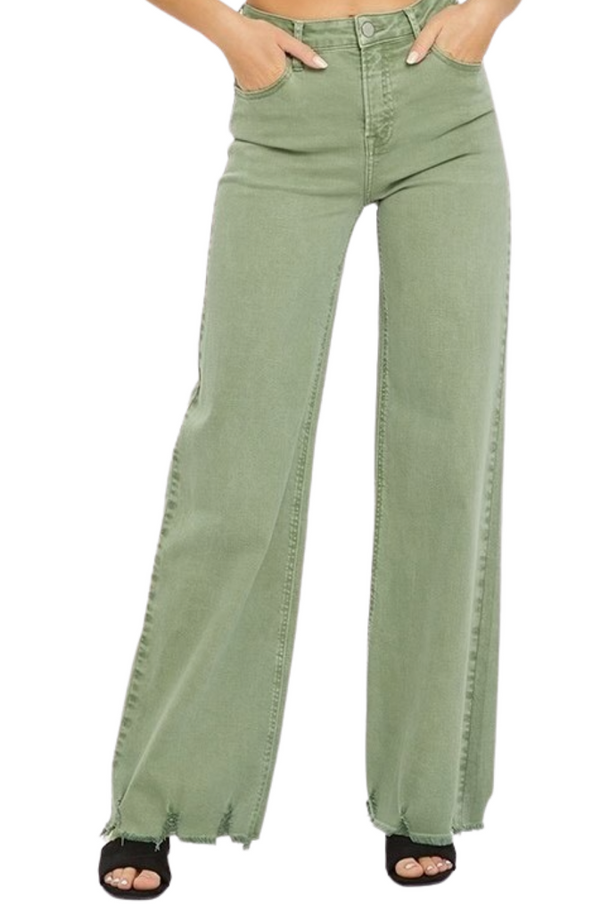 Risen Jeans - Lanie Wide Leg Jeans - Olive