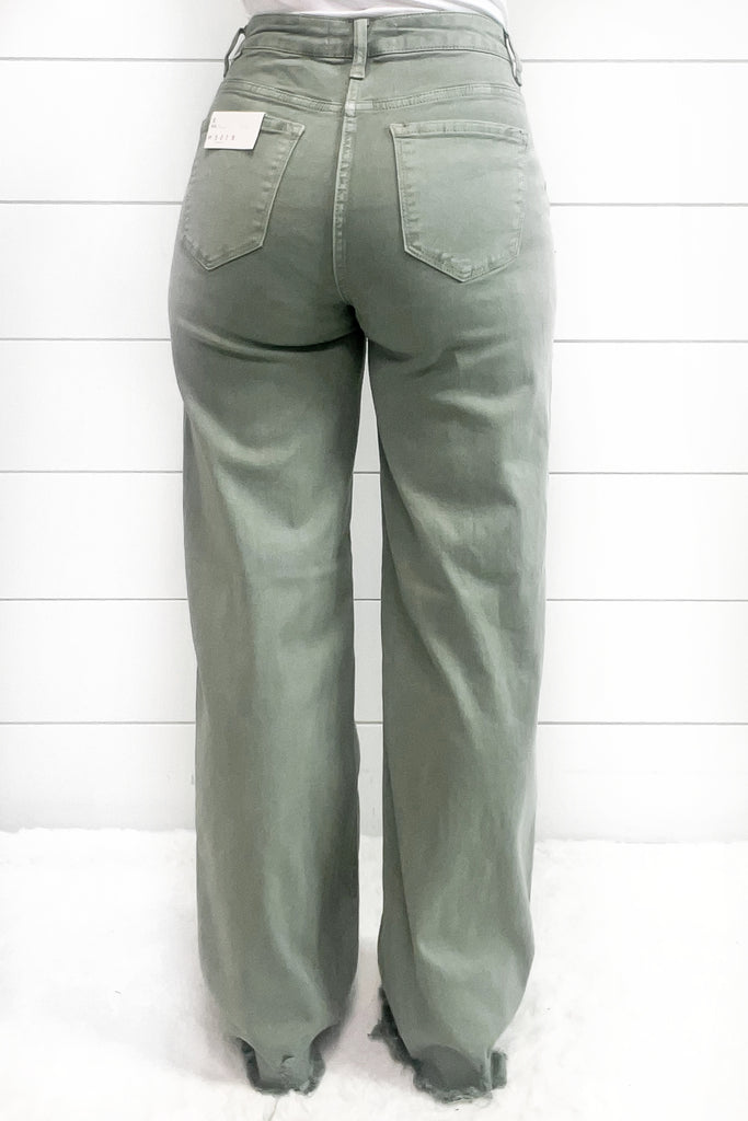 Risen Jeans - Lanie Wide Leg Jeans - Olive