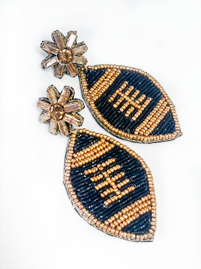 Beaded Football Earrings