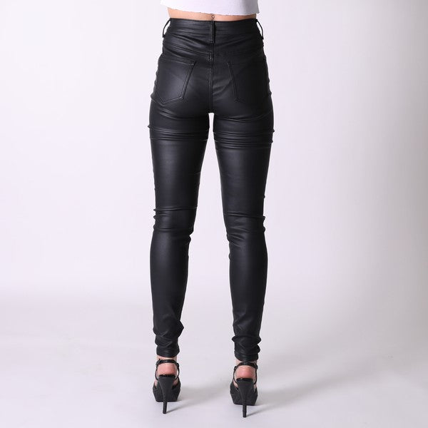 All About It Coated Jeggings - Black