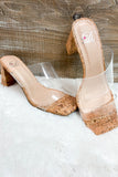 Clearly Stated Cork Heels