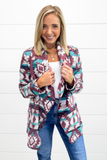 Aztec Nights Cardigan Jacket -Burgundy