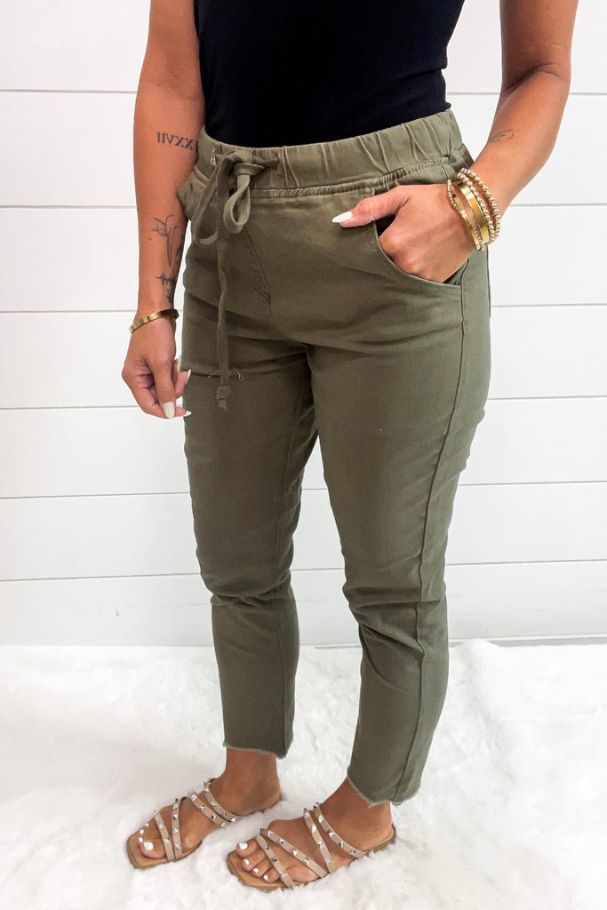 Easy Going Drawstring Pants - Olive