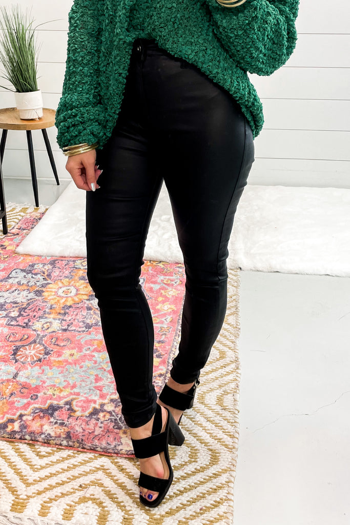 All About It Coated Jeggings - Black