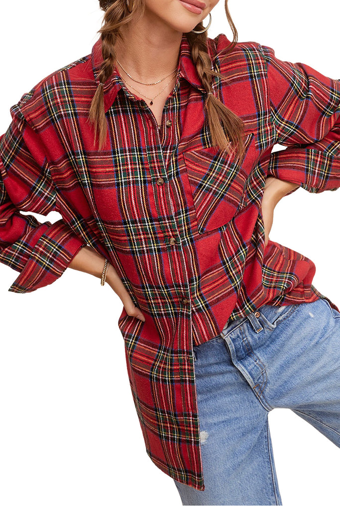 Holiday Cheer Plaid Top - Red