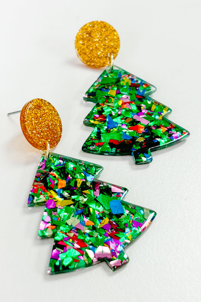 Christmas Tree Confetti Earrings