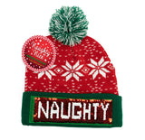 Naughty or Nice Pom Sequin Beanie