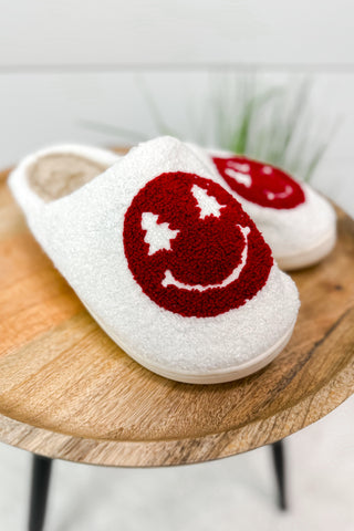 Christmas Tree Happy Sherpa Slippers