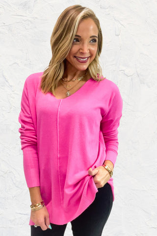 Simply Heaven V-Neck Sweater - Pink