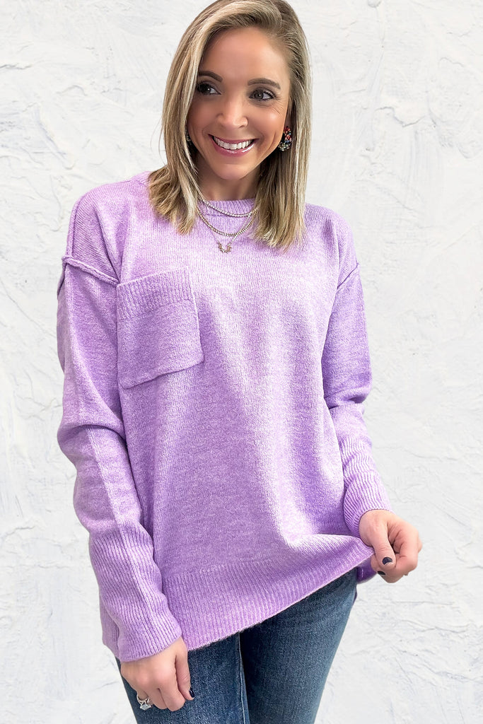 Sadie Round Neck Sweater - Lavender