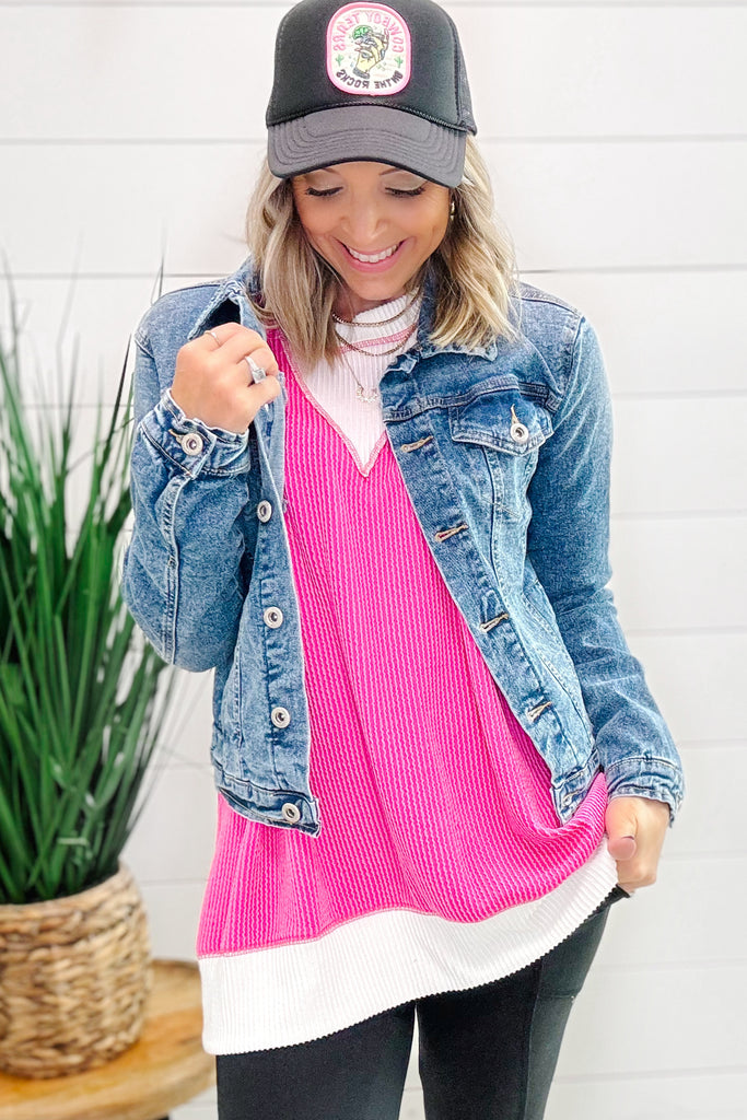 Stepping Out Oversized Tunic - Pink