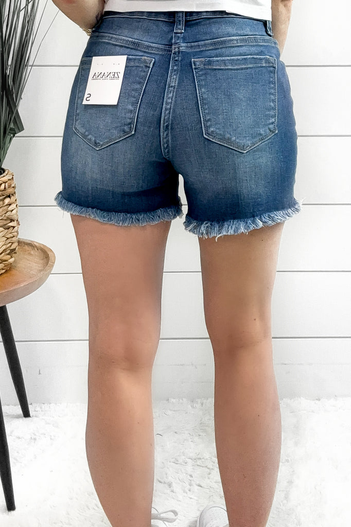 The Miley Mid Rise Shorts - Denim
