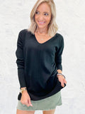 Simply Heaven V-Neck Sweater - Black