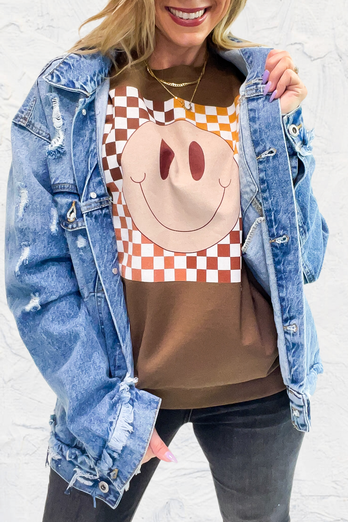 Happy Days Checkered Sweatshirt