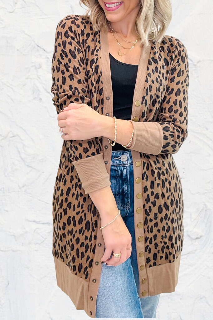 The Kennedy Cardigan - Brown Cheetah