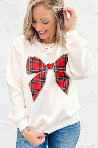 Plaid Cheer Bow Sweatshirt