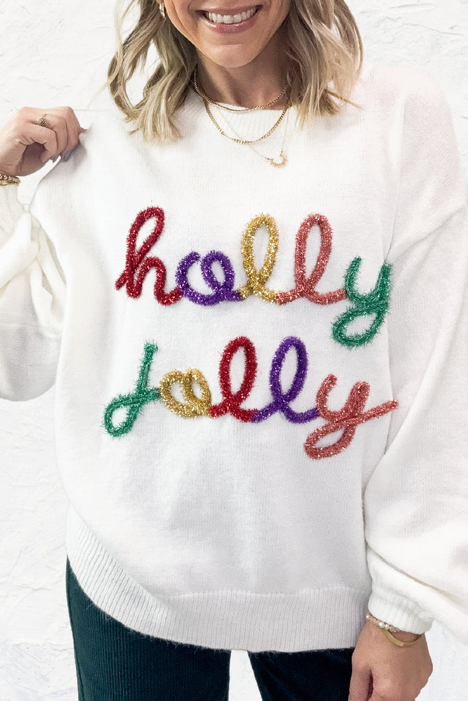 Holly Jolly Corded Tinsel Pullover