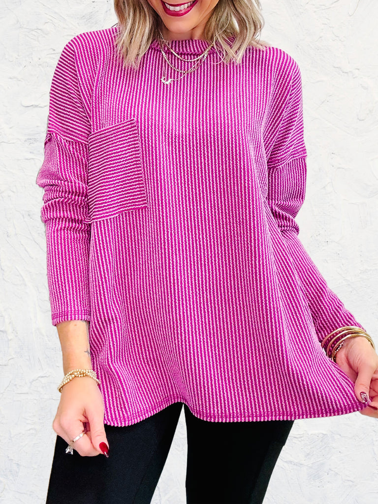 Simple Perfection Corded Top - Plum