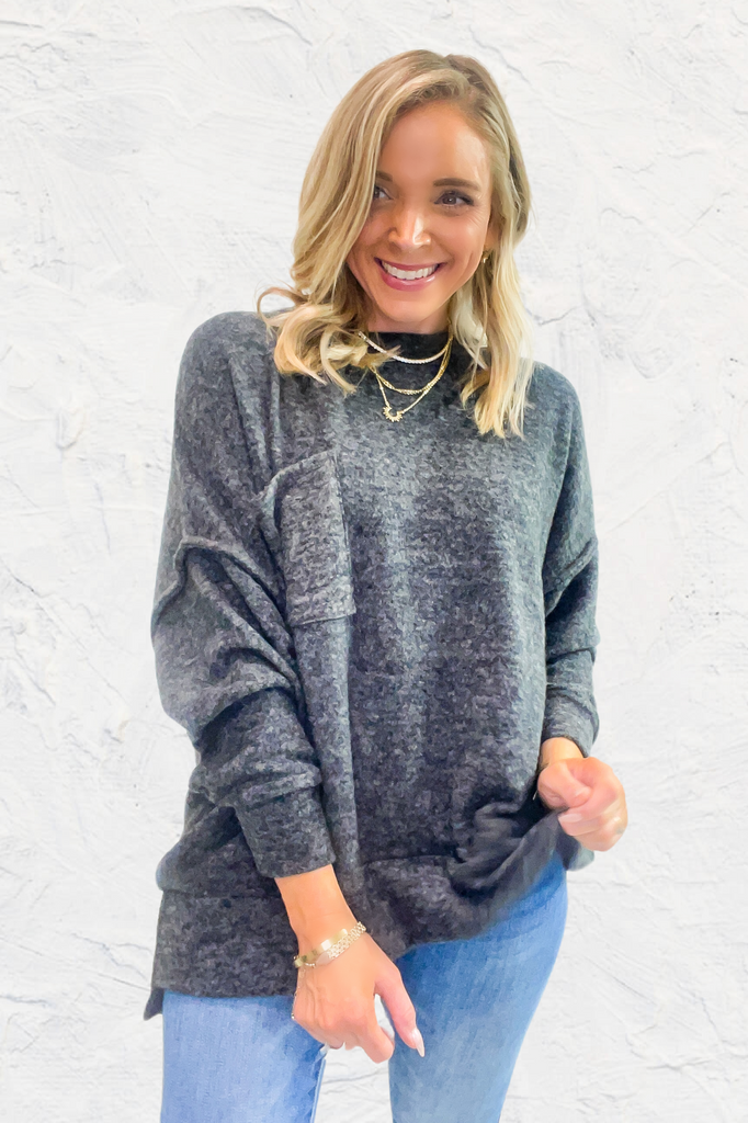 Cuddle Me Oversized Pullover - Dark Charcoal