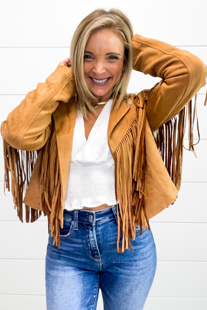 Feeling Fringe Jacket - Camel