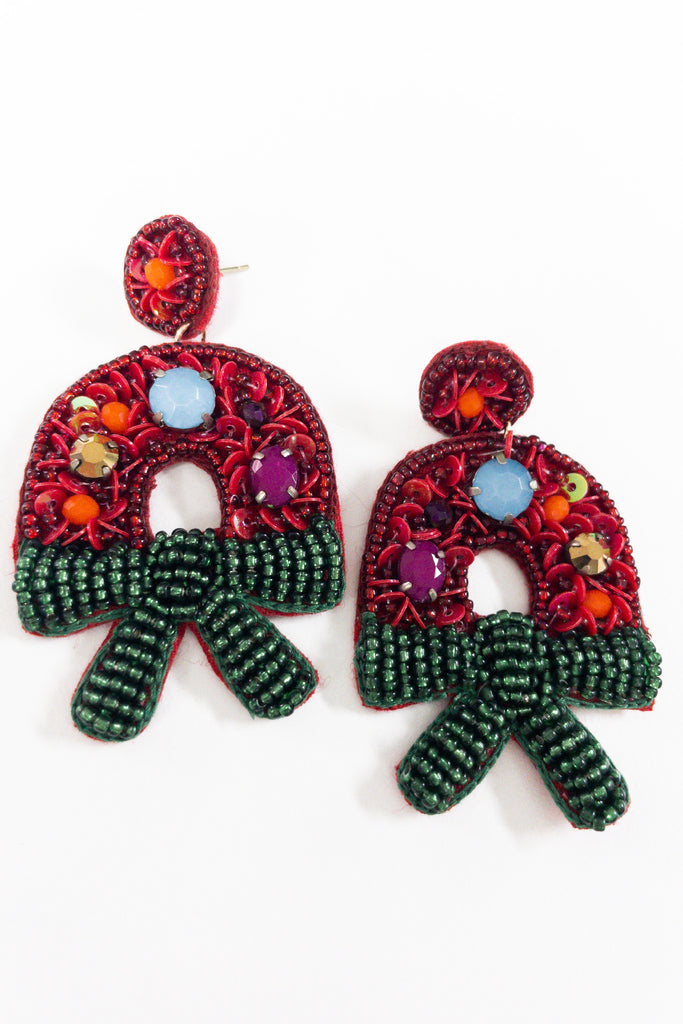 Festive Wreath Beaded Earrings